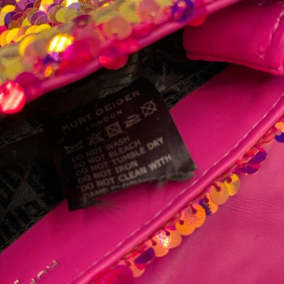 🆕 KURT GEIGER LONDON 🧿 NWOT Glitter Mini Kensington Bag, Fuchsia Drench - Picture 12 of 16